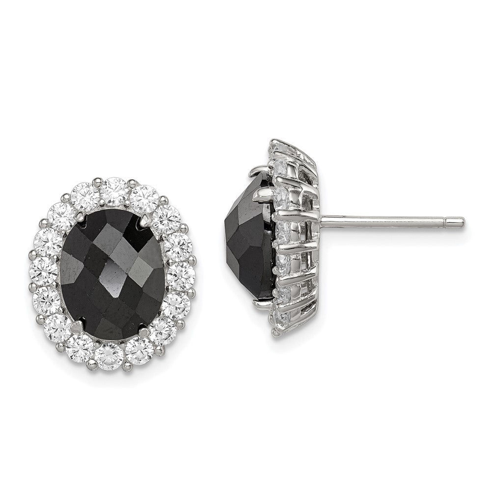 Sterling Silver Black CZ and Clear CZ Post Earrings