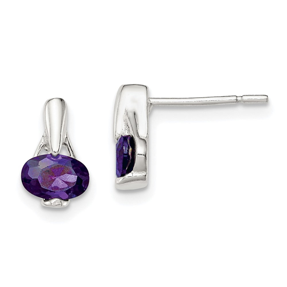 Sterling Silver Purple CZ Post Earrings