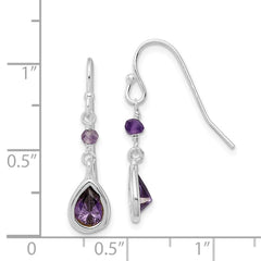 Sterling Silver Purple CZ Dangle Earrings