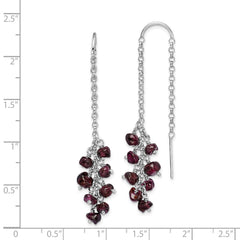 Rhodium-plated Sterling Silver Garnet Cluster Dangle Earrings