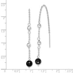 Rhodium-plated Sterling Silver Black Onyx Dangle Earrings