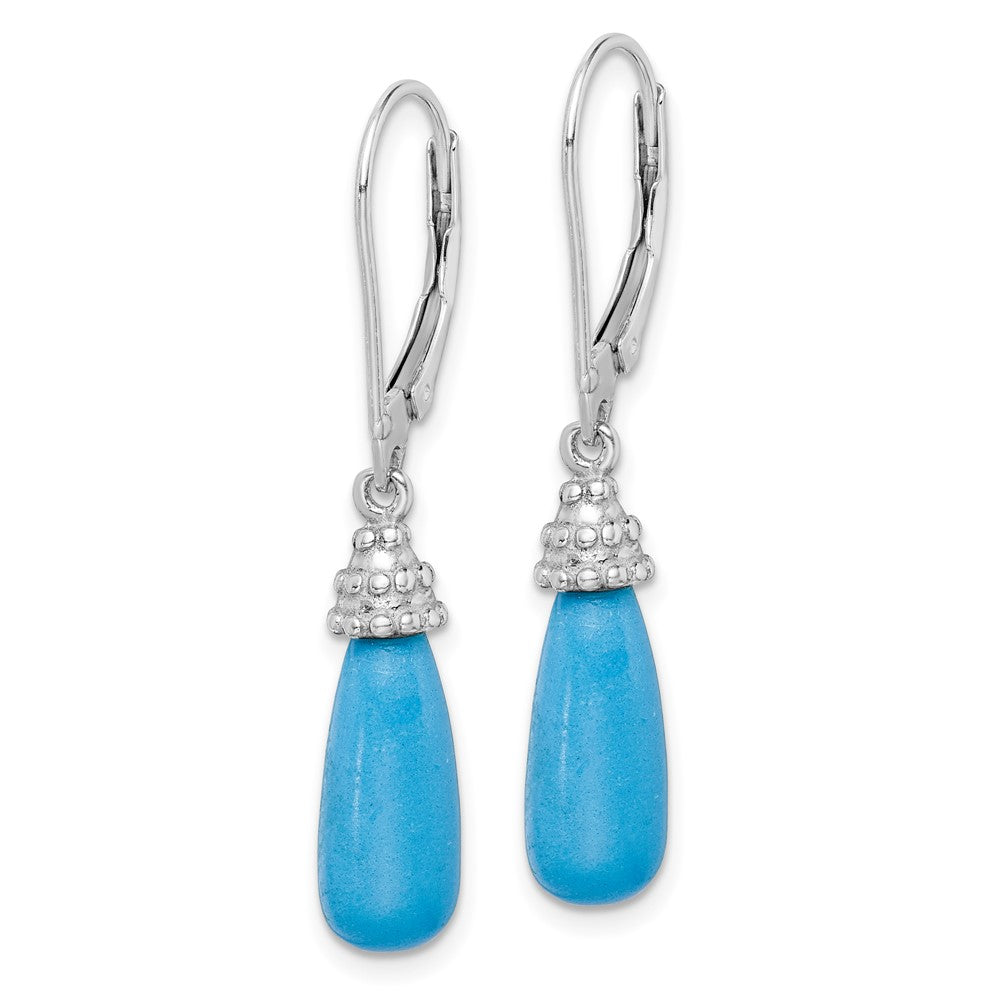 Rhodium-plated Sterling Silver Turquoise Stone Dangle Earrings