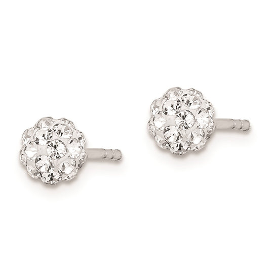 Rhodium-plated Sterling Silver Stellux Crystal Ball Post Earrings