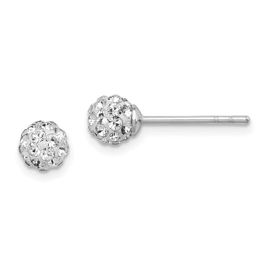 Rhodium-plated Sterling Silver Stellux Crystal Ball Post Earrings