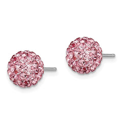 Sterling Silver 8mm Pink Czech Crystal Post Earrings