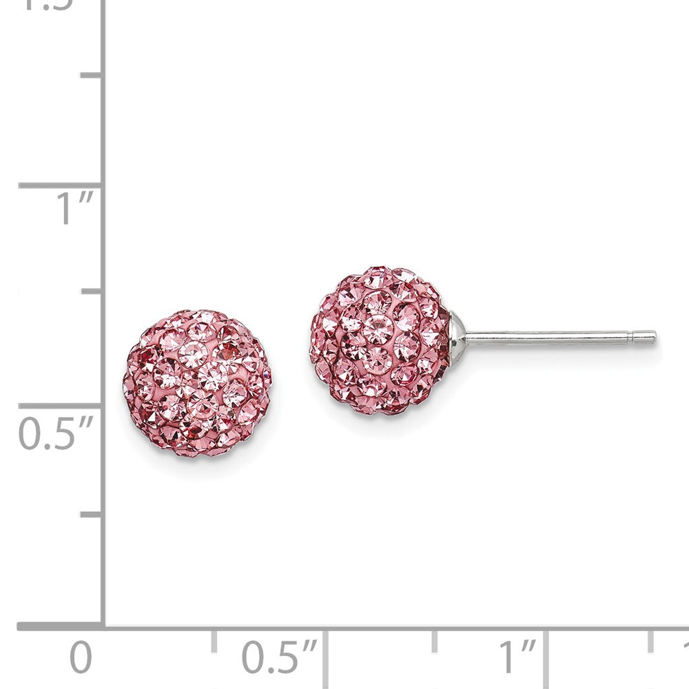 Sterling Silver 8mm Pink Czech Crystal Post Earrings