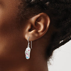 Sterling Silver Stellux Crystal Multi-Color White Flip Flop Earrings