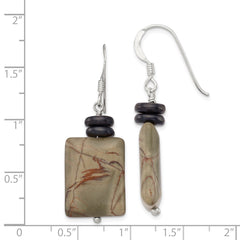 Sterling Silver Black Mother of Pearl Picasso Jasper Earrings