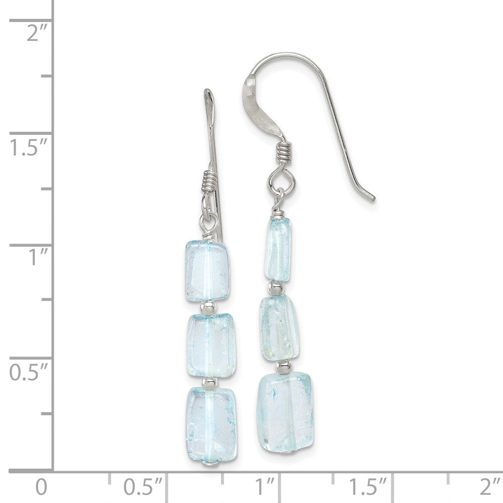 Sterling Silver Light Blue Quartz Stone Earrings