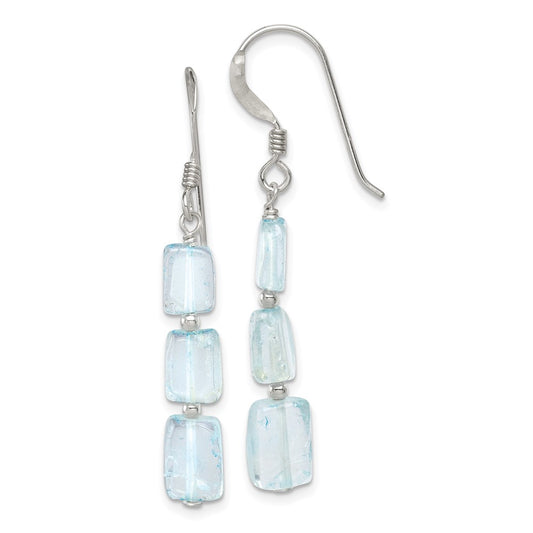 Sterling Silver Light Blue Quartz Stone Earrings