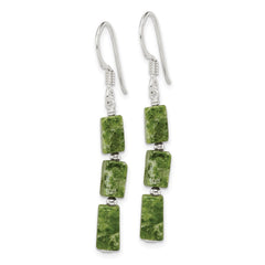 Sterling Silver Green Russian Serpentine Stone Earrings