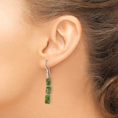 Sterling Silver Green Russian Serpentine Stone Earrings