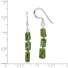 Sterling Silver Green Russian Serpentine Stone Earrings