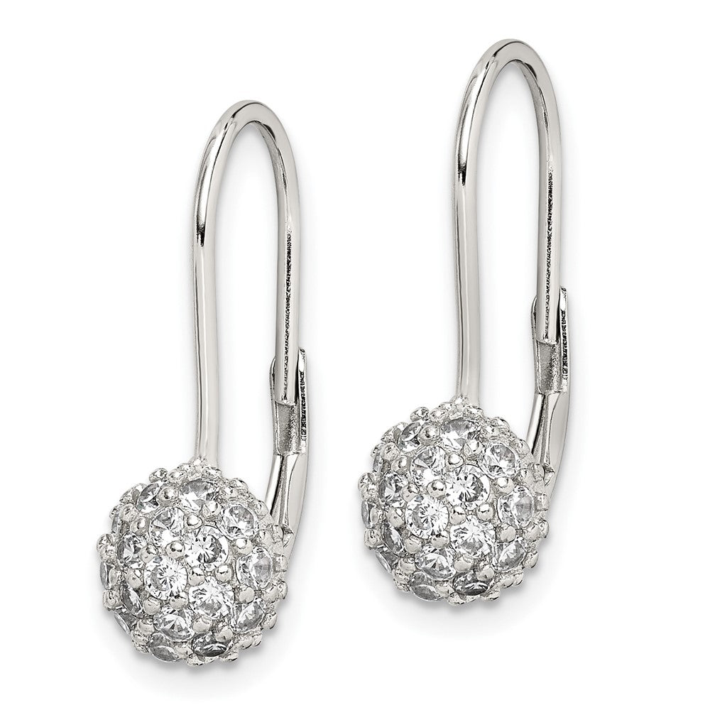 Sterling Silver CZ Leverback Earrings