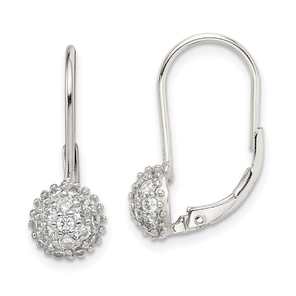 Sterling Silver CZ Leverback Earrings