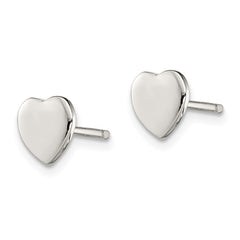 Rhodium-plated Sterling Silver Heart Post Earrings