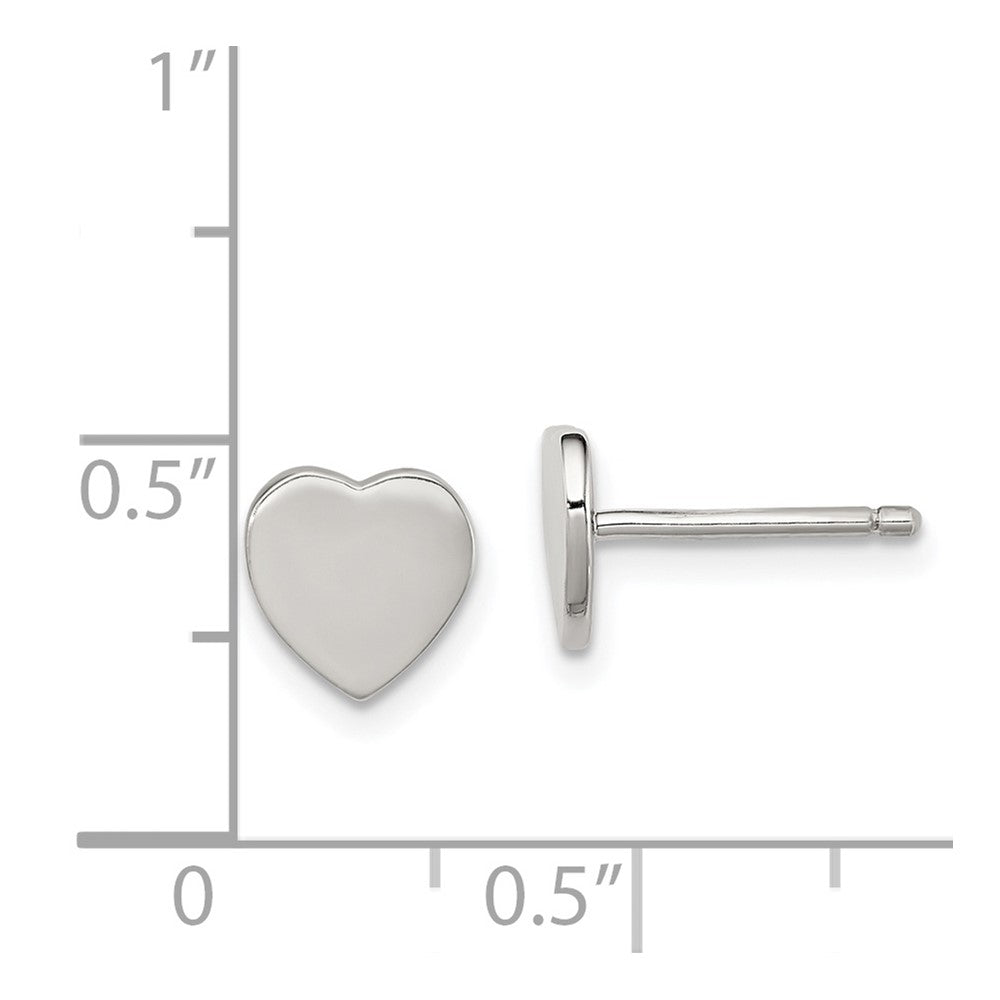 Rhodium-plated Sterling Silver Heart Post Earrings