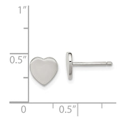 Rhodium-plated Sterling Silver Heart Post Earrings