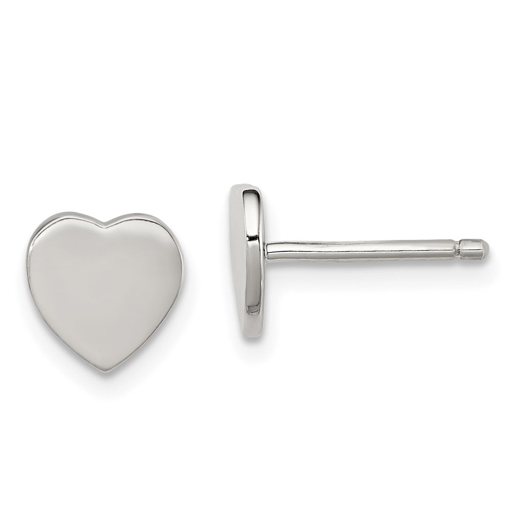 Rhodium-plated Sterling Silver Heart Post Earrings