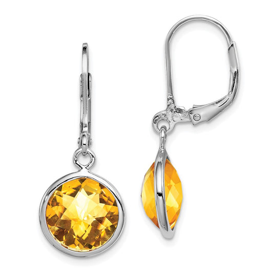 Rhodium-plated Sterling Silver Citrine Earrings