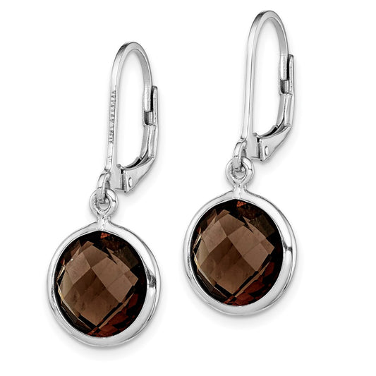 Rhodium-plated Sterling Silver Smokey Quartz Earrings