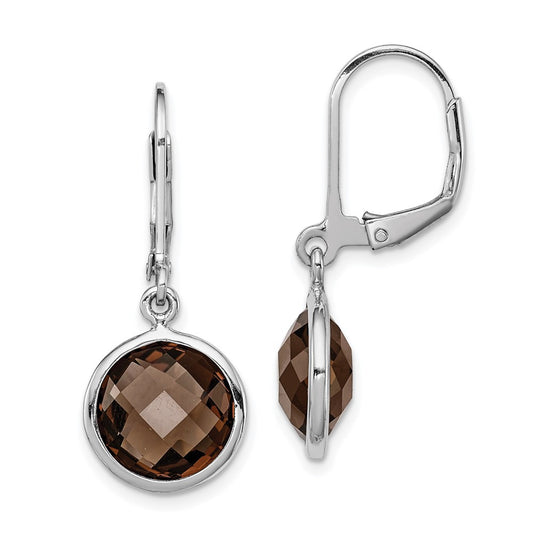 Rhodium-plated Sterling Silver Smokey Quartz Earrings