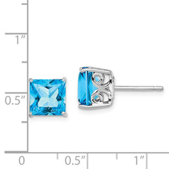 Rhodium-plated Sterling Silver Blue Topaz Earrings