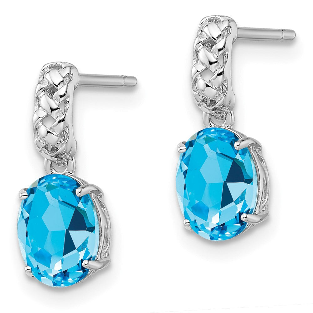 Rhodium-plated Sterling Silver Blue Topaz Earrings