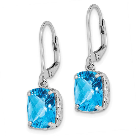 Rhodium-plated Sterling Silver Blue Topaz Earrings