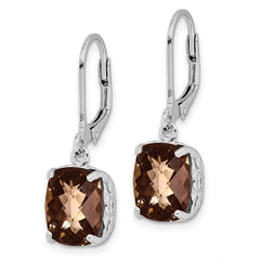 Rhodium-plated Sterling Silver Smokey Quartz Earrings