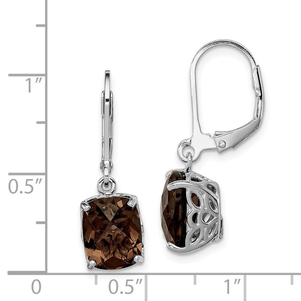 Rhodium-plated Sterling Silver Smokey Quartz Earrings