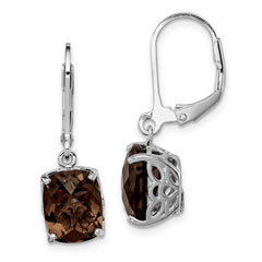 Rhodium-plated Sterling Silver Smokey Quartz Earrings