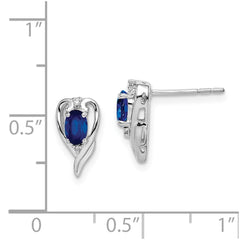 Rhodium-plated Sterling Silver Diamond & Sapphire Post Earrings