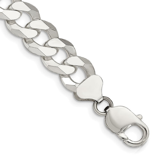 Sterling Silver 12.30mm Beveled Curb Chain