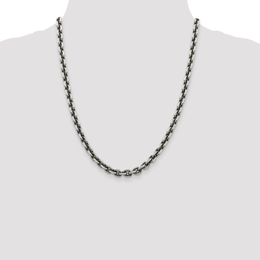 Sterling Silver 5.6mm Antiqued Cable Chain