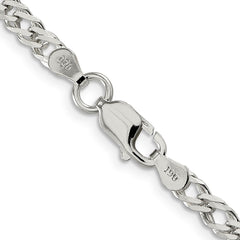 Sterling Silver 4.25mm Diamond-cut Flat Link Curb Chain