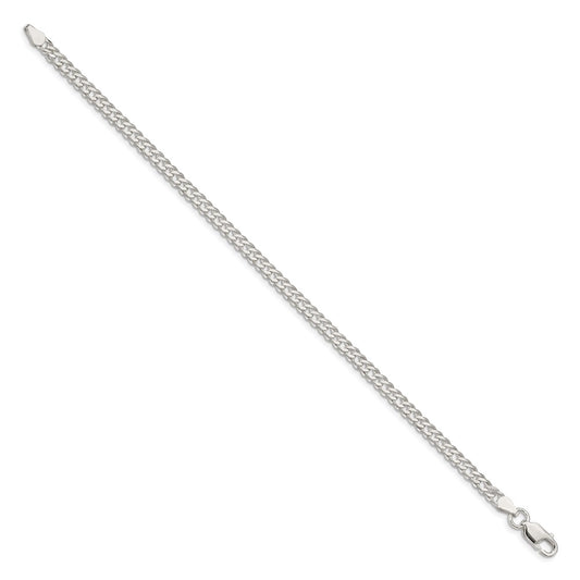 Sterling Silver 4.25mm Diamond-cut Flat Link Curb Chain