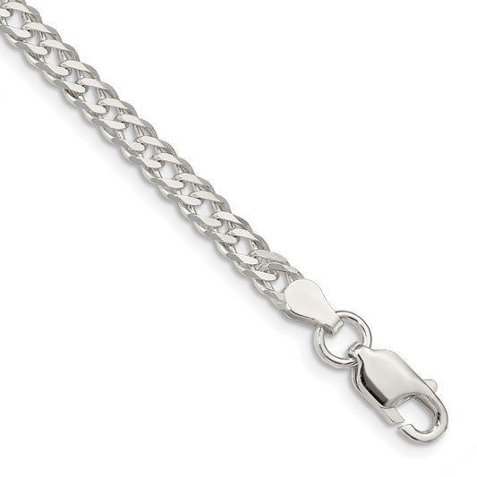 Sterling Silver 4.25mm Diamond-cut Flat Link Curb Chain