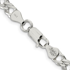 Sterling Silver 5.25mm Diamond-cut Flat Link Curb Chain