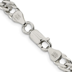 Sterling Silver 6.25mm Diamond-cut Flat Link Curb Chain