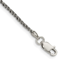 Ruthenium-plated Sterling Silver 1.7mm Twisted Tight Wheat Chain