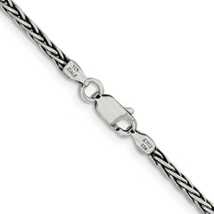 Sterling Silver Solid 2.2mm Antiqued Square Spiga Chain