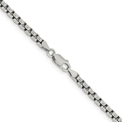 Sterling Silver 3.6mm Antiqued Round Box Chain