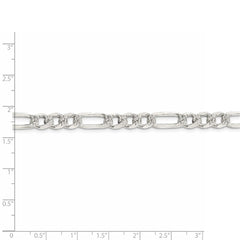 Cadena Figaro plana pavé de 7 mm de plata de ley