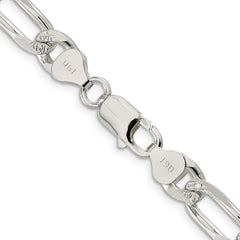 Sterling Silver 8mm Pave Flat Figaro Chain