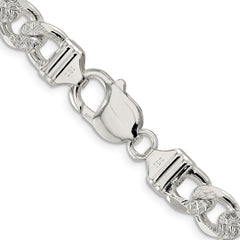 Sterling Silver 9.5mm Pave Flat Figaro Chain
