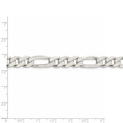 Cadena Figaro plana pavé de 9,5 mm de plata de ley