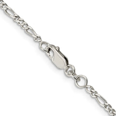 Rhodium-plated Silver 2.25mm Figaro Chain