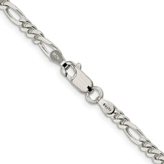 Rhodium-plated Silver 4mm Figaro Chain