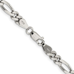 Rhodium-plated Silver 5.25mm Figaro Chain